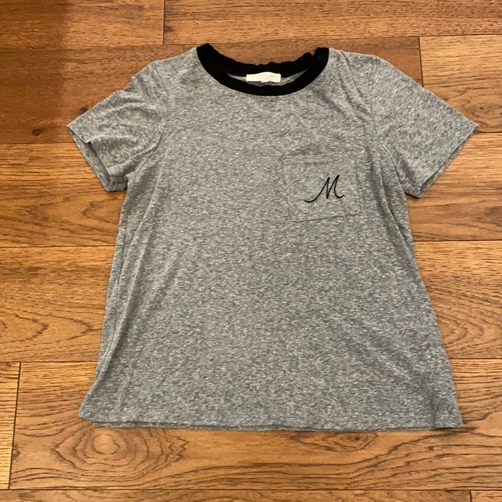Heathered grey M initial pocket tee